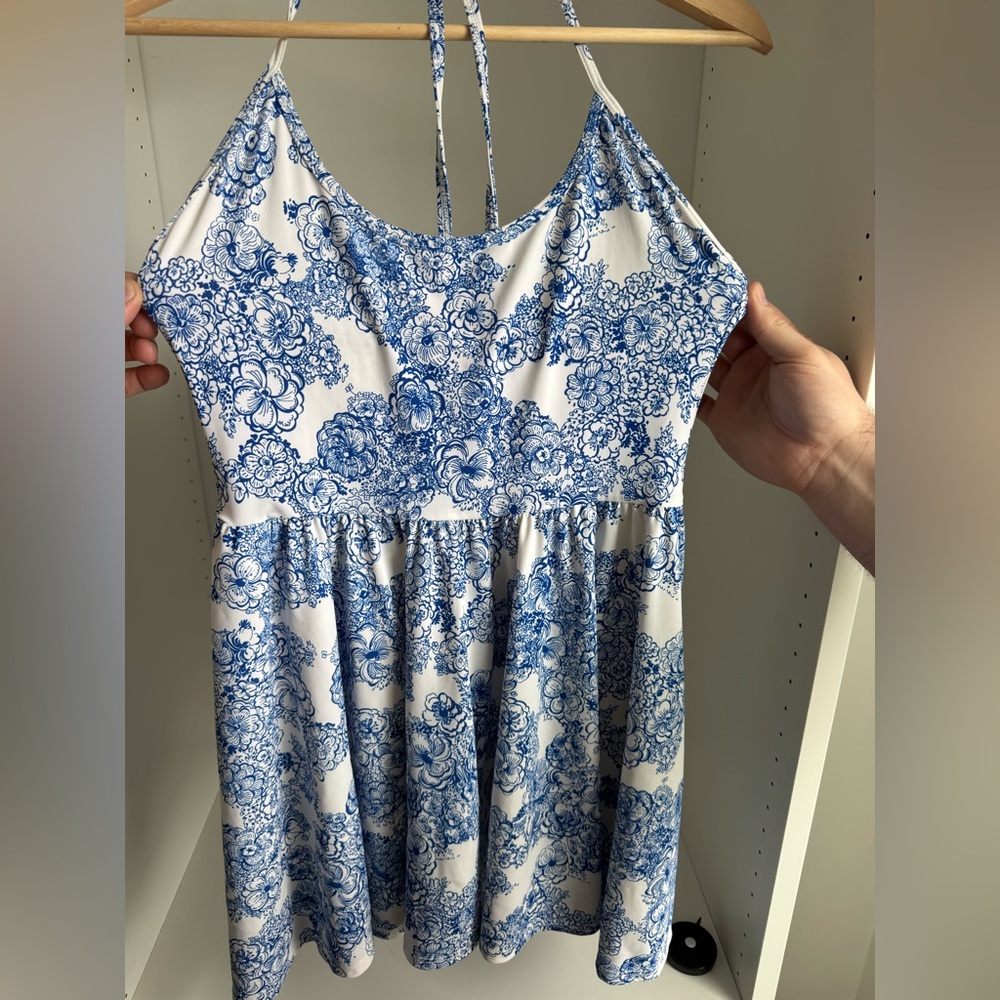 American Apparel White and Blue Floral Dress